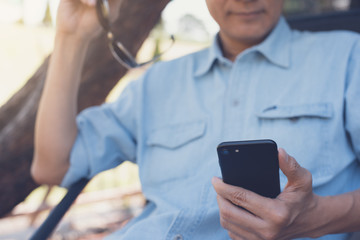 Man using smartphone