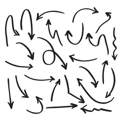 hand drawn arrows vector with doodle style isolated on white background