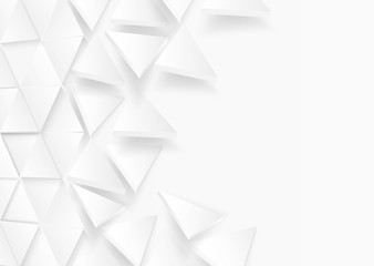 Abstract. Flying polygon triangle paper white Background. light and shadow .Vector.