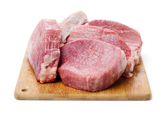 Huge red meat chunk isolated over white background