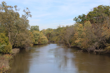 Fototapeta na wymiar Des Plaines River at Campground Road Woods in autumn