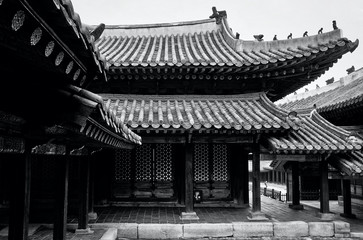 Korean Traditional Palace Changgyeonggung, Traditional Building, Monochrome photography