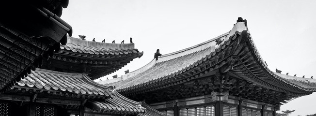 Korean Traditional Palace Changgyeonggung, Traditional Building, Monochrome photography - obrazy, fototapety, plakaty