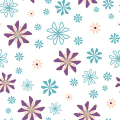 Geometric floral flowers scattered repeat vector pattern surface design