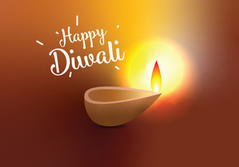 happy Diwali lamp illustration vector design for posters. Happy Diwali text