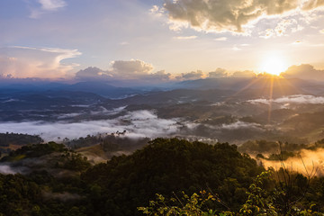 Mountains and fog, Soft focus for the background 