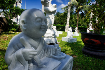 White marble Buddha writing - Vietnam fall of 2019