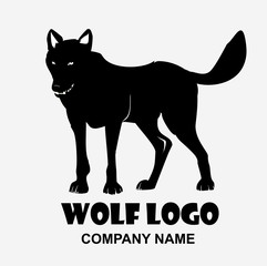 Wolf monochrome color, Wolf Vector Logo Silhouette Animal Wildlife Illustration