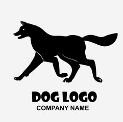 Fototapeta premium Running dog black logo design vector icon