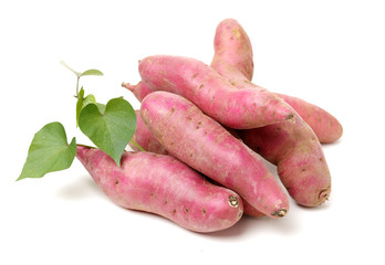 sweet potatoes on the white background