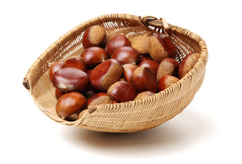 Obraz premium Sweet chestnut on white background