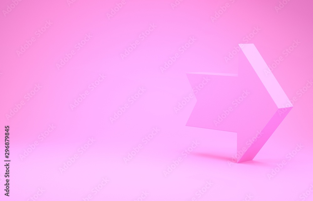Poster pink arrow icon isolated on pink background. direction arrowhead symbol. navigation pointer sign. mi