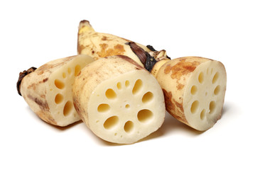 Lotus root on the white background
