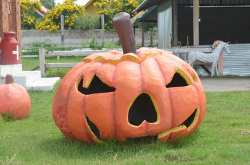 Cute and Scary Orange Halloween Pumpkin