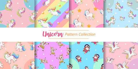unicorn pattern vector set graphic design © pisut