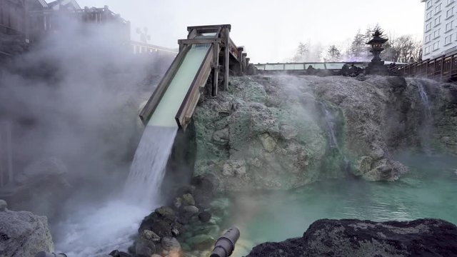 Yubatake hot spring in Kuatstu onsen town in Gunma