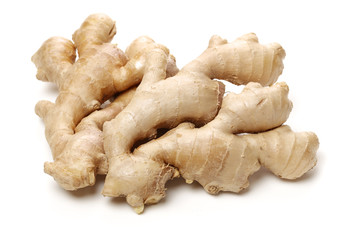 Fresh ginger on white background