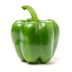 fresh green bell pepper (capsicum) on a white background