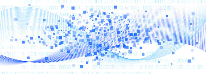 Matrix Vector. White Binary Background. Blue 