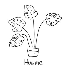Inscription - Hug me. Hand drawn vector lettering illustration 