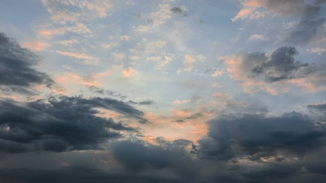Beautiful cloudy sky at sunrise. Timelapse. 4K