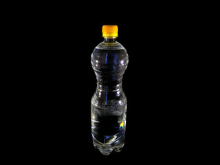 water bottle isolated on black   the background