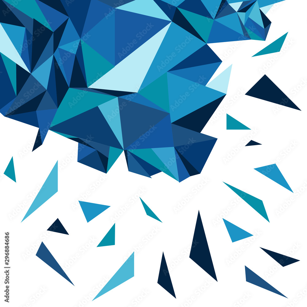 Aufkleber 3d blue polygonal abstract element with burst effect.