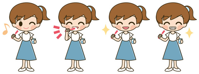 ベクター・歯をみがく人