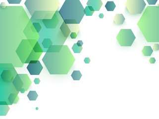 Abstract background with green hexagons.