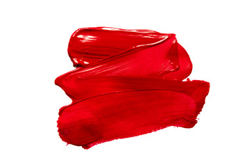 Structural paint red on a white background. Paint to smear. - Image