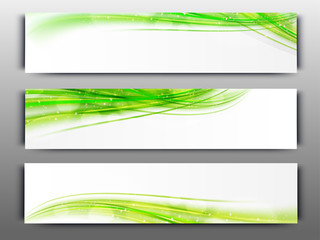 Naklejka premium Website headers or banners with green waves.