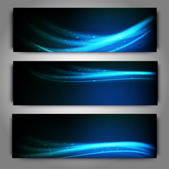 Website headers or banners with glowing waves.