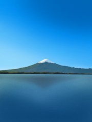 Illustration of Fuji mountain reflecting with clear lake