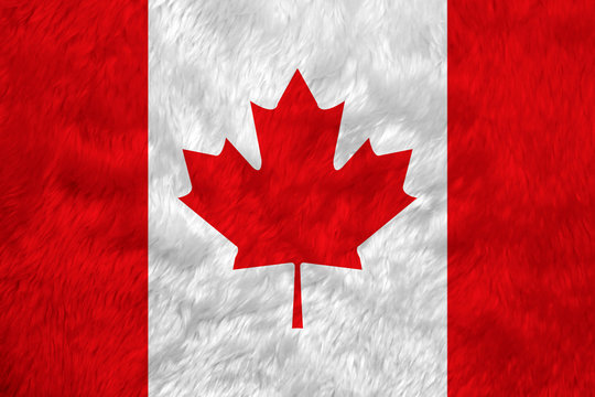 Towel fabric pattern flag of Canada, a vertical triband of red and white with the red maple leaf.