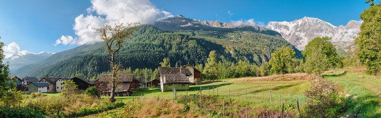 Alpine chain. Mountain village of Macugnaga and Monte Rosa, Anzasca valley, Piedmont. Important...