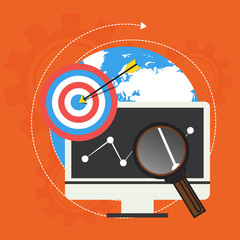Flat style illustration of business elements.