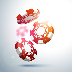 3D red and white Casino Chips design.
