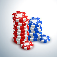 Stack of 3D poker chips for Casino.