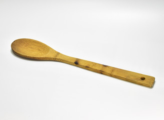 Wooden ladle, wooden spoon, put on a white background.