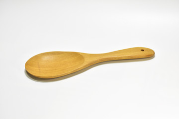 Wooden ladle, wooden spoon, put on a white background.