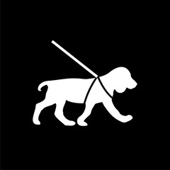 Guide dog icon flat illustration for graphic and web design isolated on black background