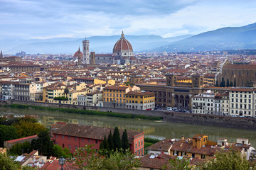 Fototapeta na wymiar Panorama of historical center of Florence in Italy from Piazzale Michelangelo