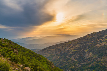 Sunset in the mountains of Los Guajares (Spain)