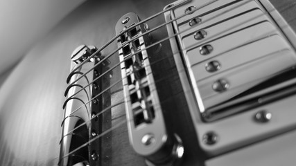 electric guitar closeup . black and white