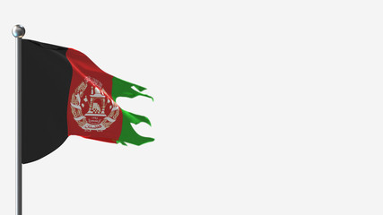 Afghanistan 3D tattered waving flag illustration on Flagpole. Perfect for background with space on the right side.