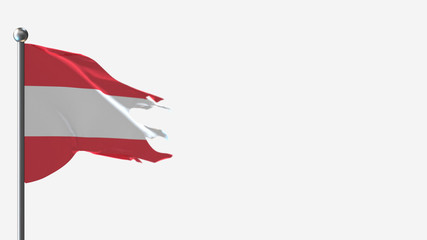 Austria 3D tattered waving flag illustration on Flagpole. Perfect for background with space on the right side.