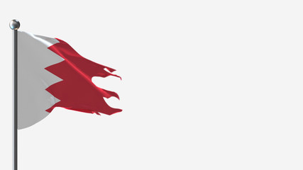 Bahrain 3D tattered waving flag illustration on Flagpole. Perfect for background with space on the right side.