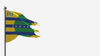Bolivar Venezuela 3D tattered waving flag illustration on Flagpole. Perfect for background with space on the right side.