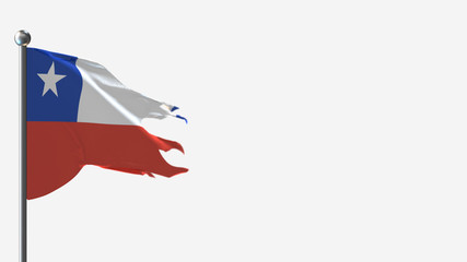 Chile 3D tattered waving flag illustration on Flagpole. Perfect for background with space on the right side.
