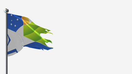 Coquimbo Chile 3D tattered waving flag illustration on Flagpole. Perfect for background with space on the right side.